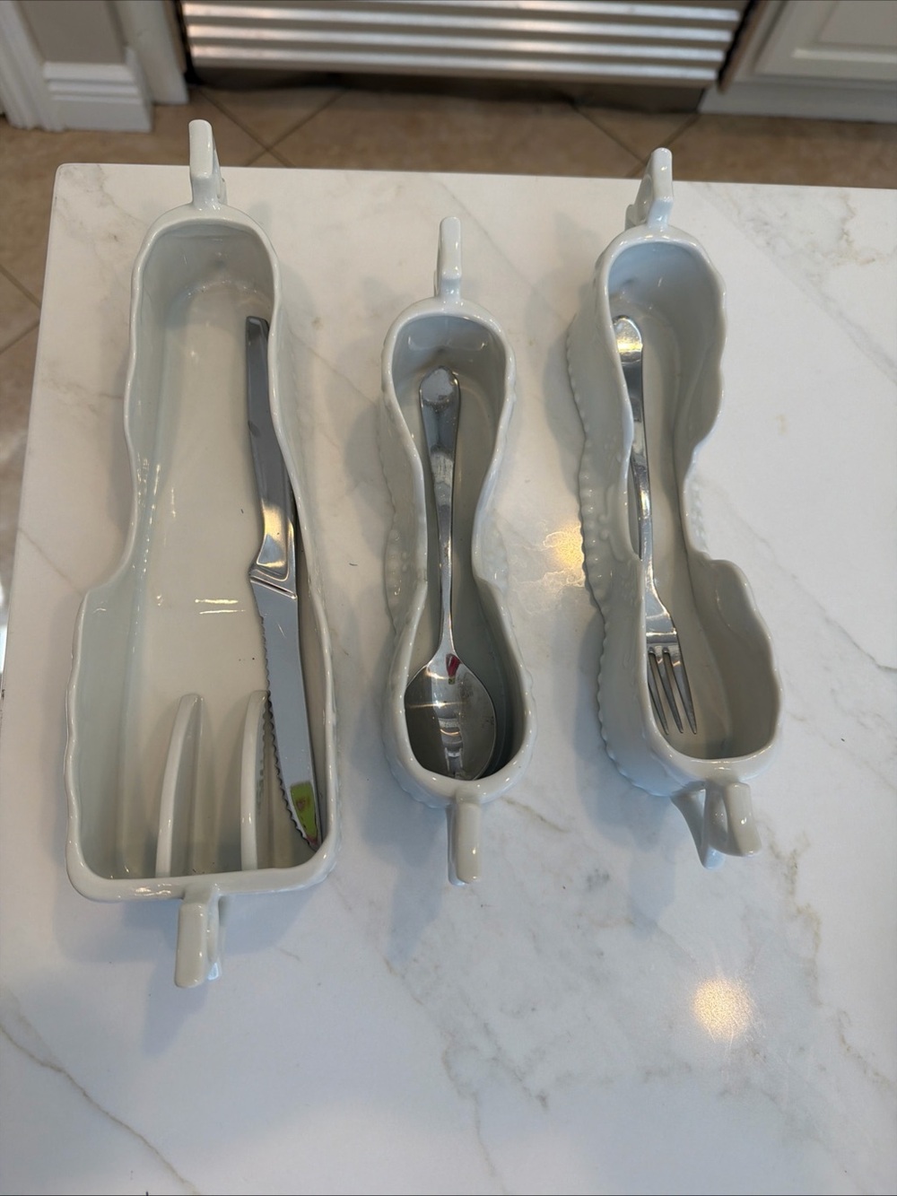 Set of 3 Vintage Maryland China Porcelain Utensil Flatware Holders